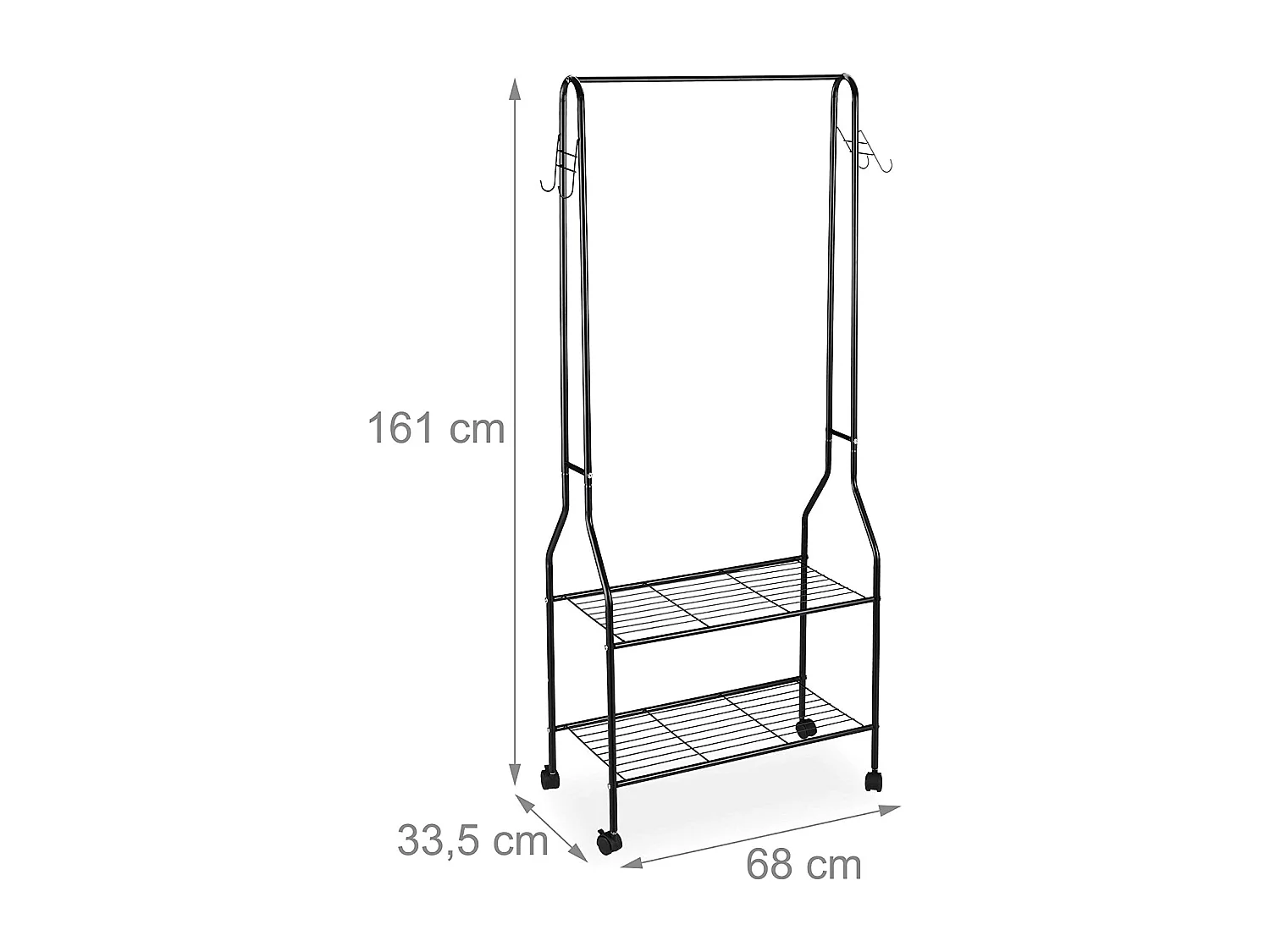 Armário guarda-roupa sobre rodas com prateleiras pretas 13_0001956