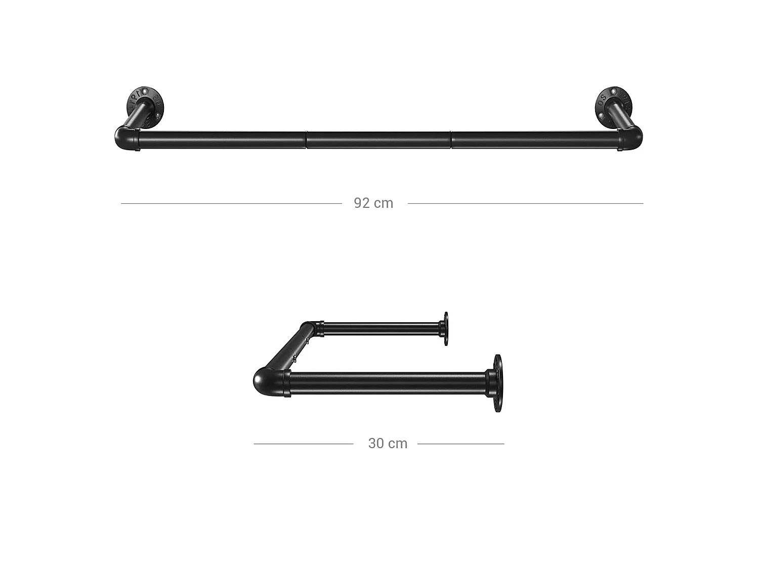 Portant à vêtement industriel gain de place capacité de 50 kg 92 x 30 x 7,5 cm installation facile noir 12_0002352