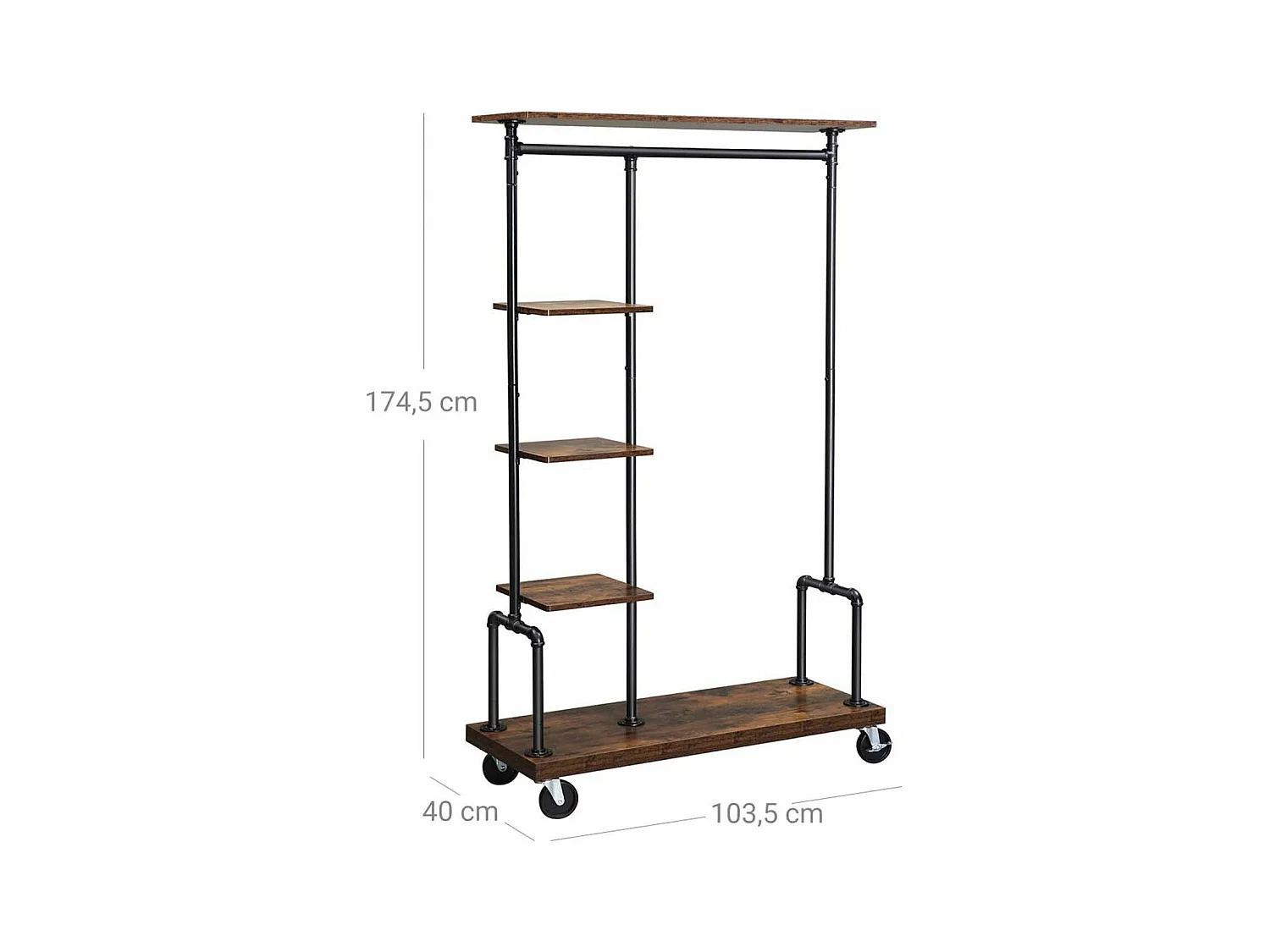 Portant à vêtements mobile métal marron 103.5 x 40 x 174.5 cm 12_0003089