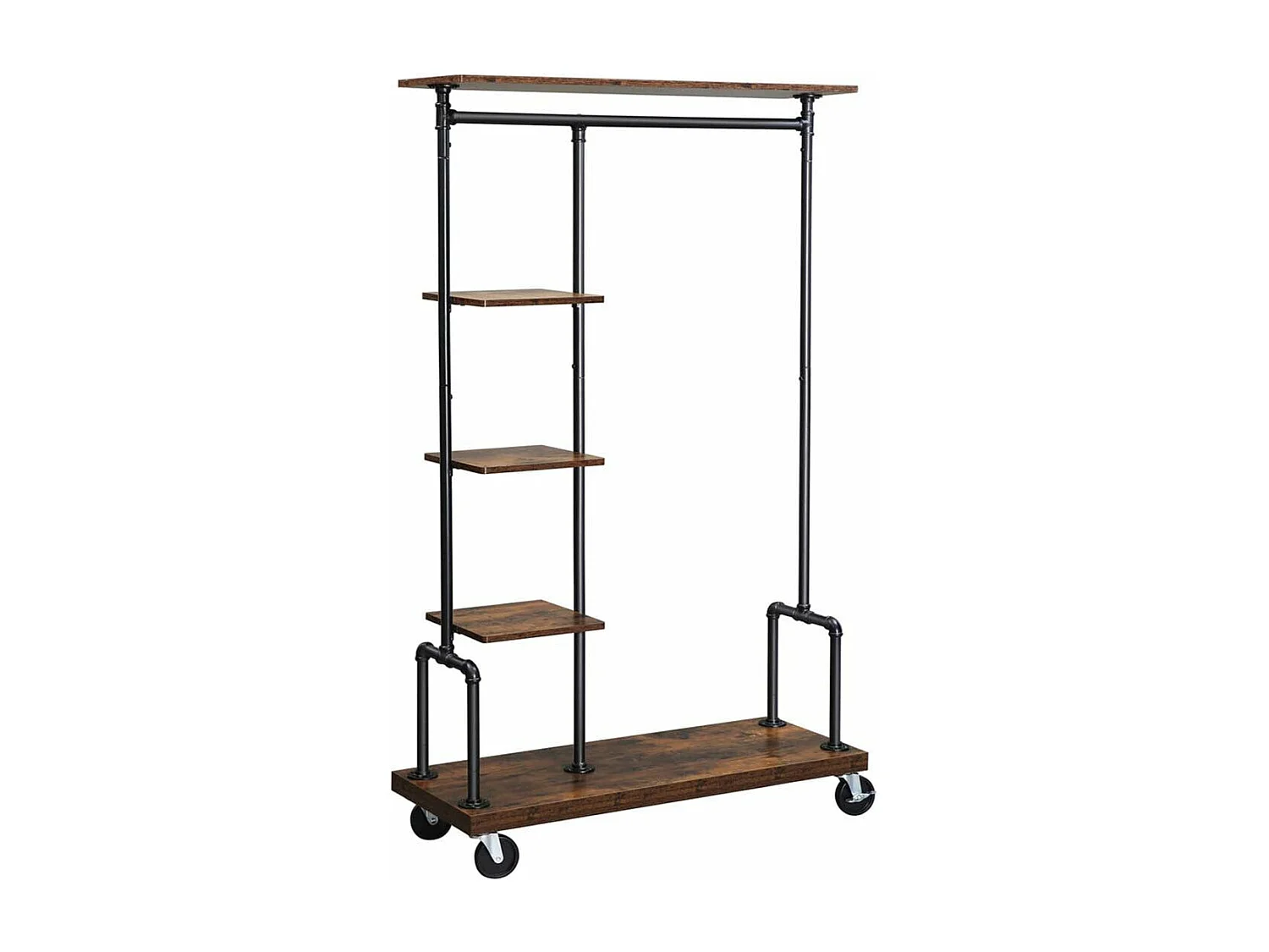 Armário móvel para vestiário com rodízios móvel de entrada Armário para roupas de 5 níveis estrutura metálica 174,5 cm marrom rústico 12_0003089