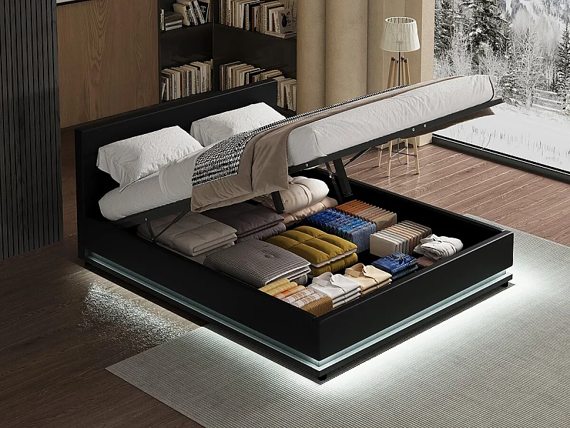 Cama con LED "Anastasia"- 180 x 200 Negro