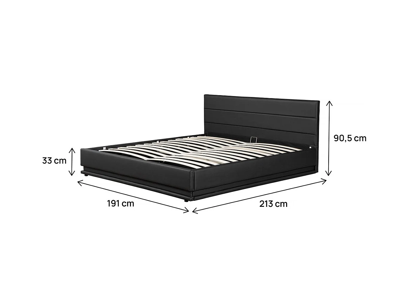 Cama con LED "Anastasia"- 180 x 200 Negro