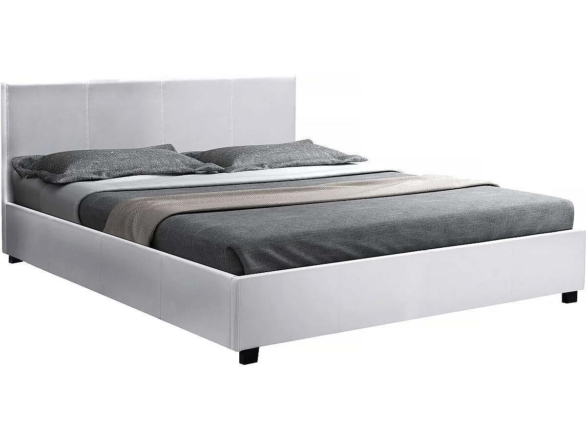 Lit double avec coffre "Carla" - 140 x 190 cm - Blanc