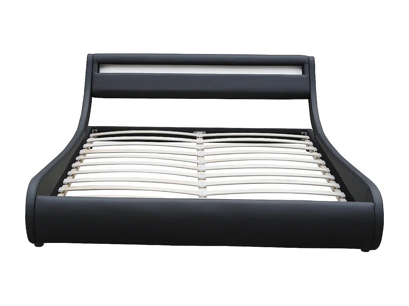 Verlicht LED-bed "Natacha" zwart 160 x 200 cm met LED en PVC-afwerking