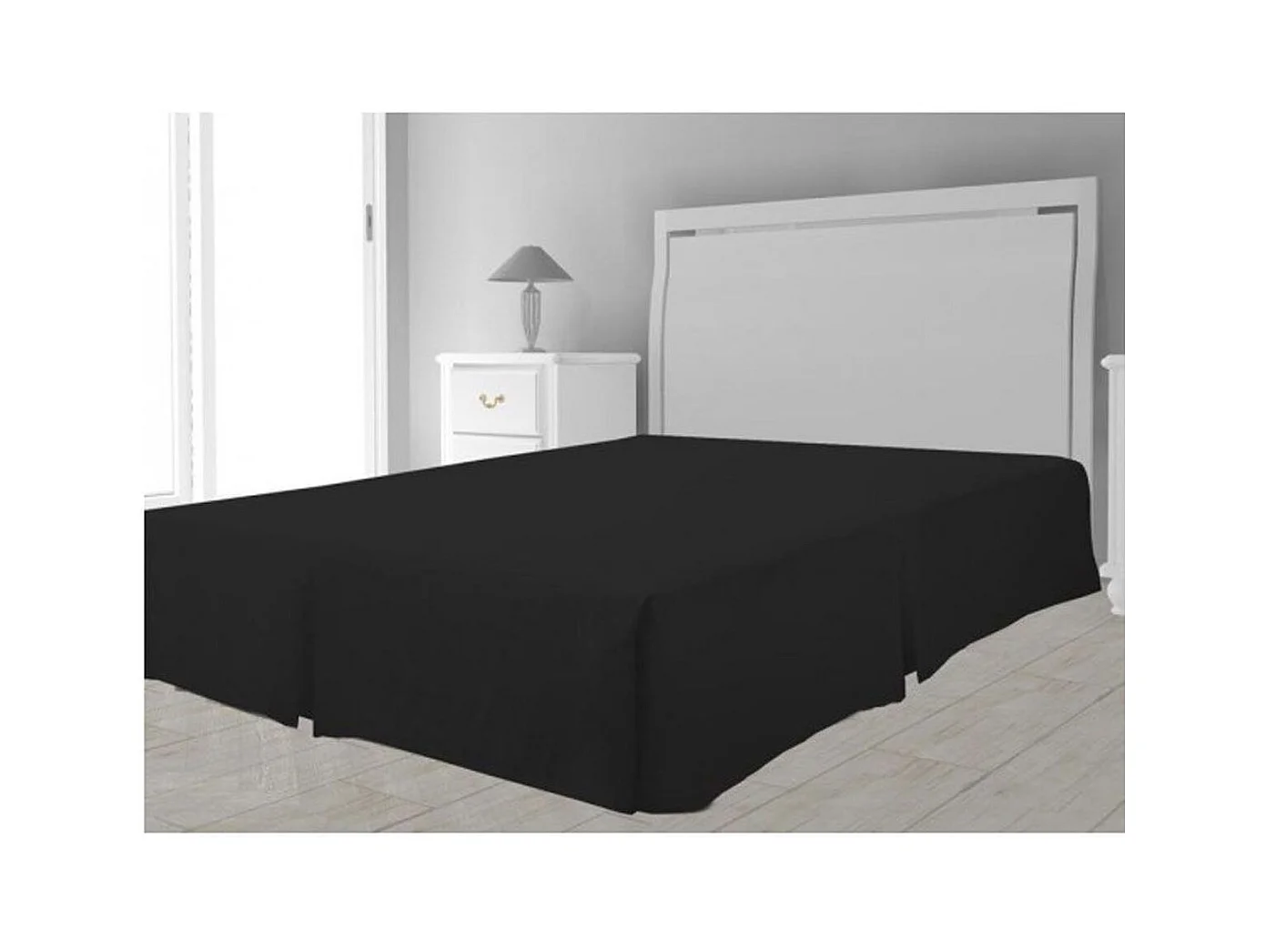 Cache sommier microfibre 140 x 190 cm - Noir