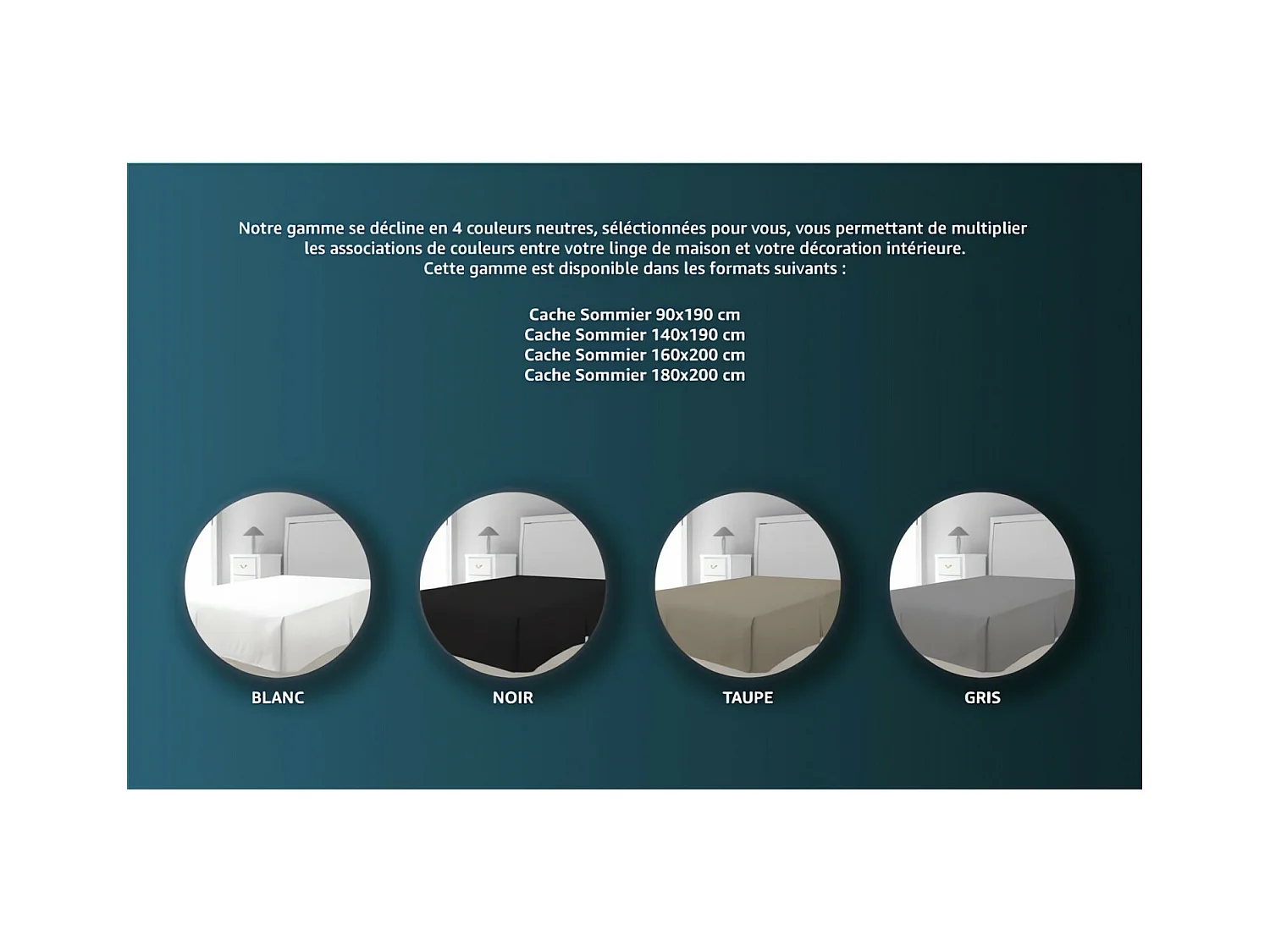 Cache sommier microfibre 140 x 190 cm - Noir