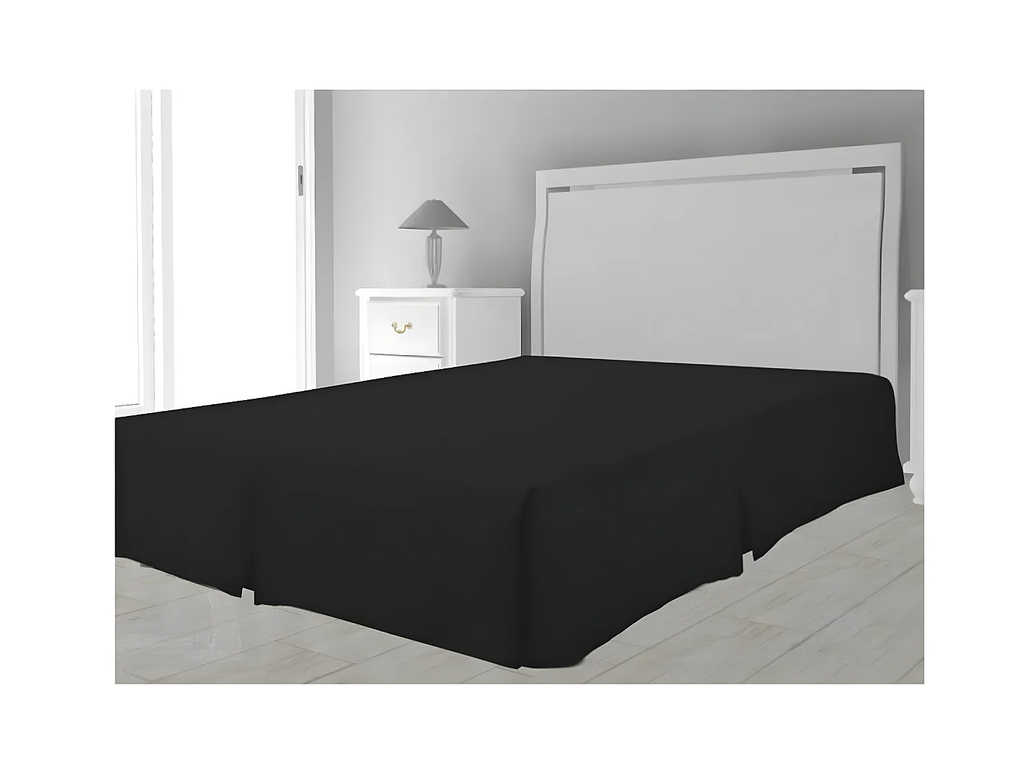 Cache sommier microfibre 180 x 200 cm - Noir