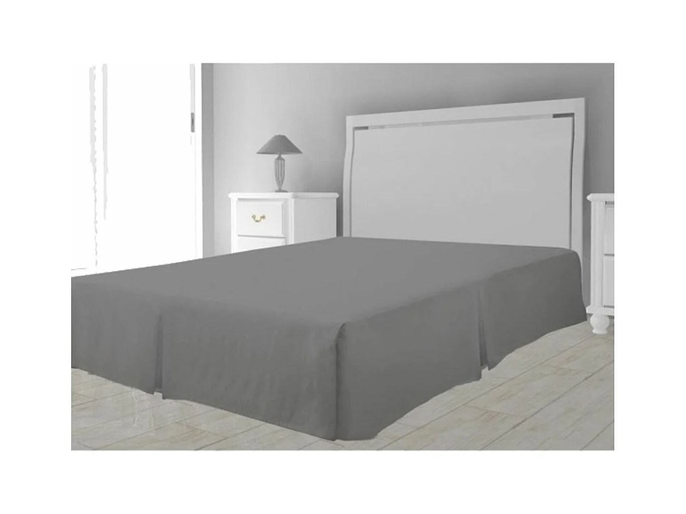 Cache sommier microfibre 90 x 190 cm - Gris