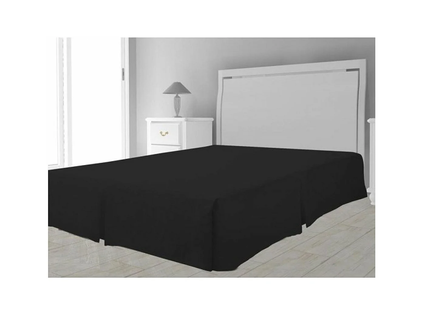 Cache sommier microfibre 90 x 190 cm - Noir