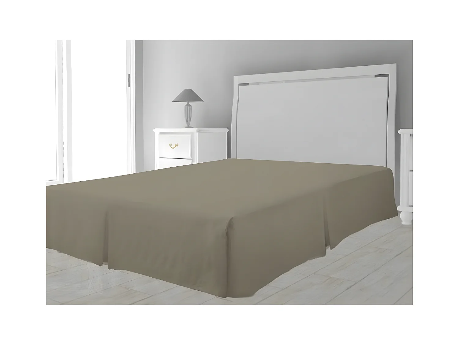Cache sommier microfibre  180 x 200 cm - Taupe