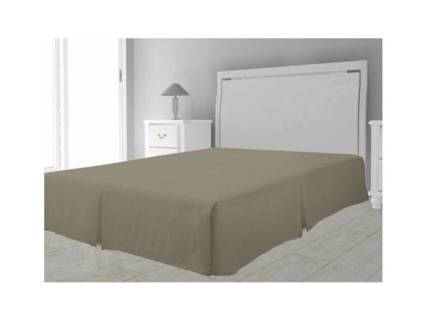 Cache sommier microfibre 90 x 190 cm - Taupe