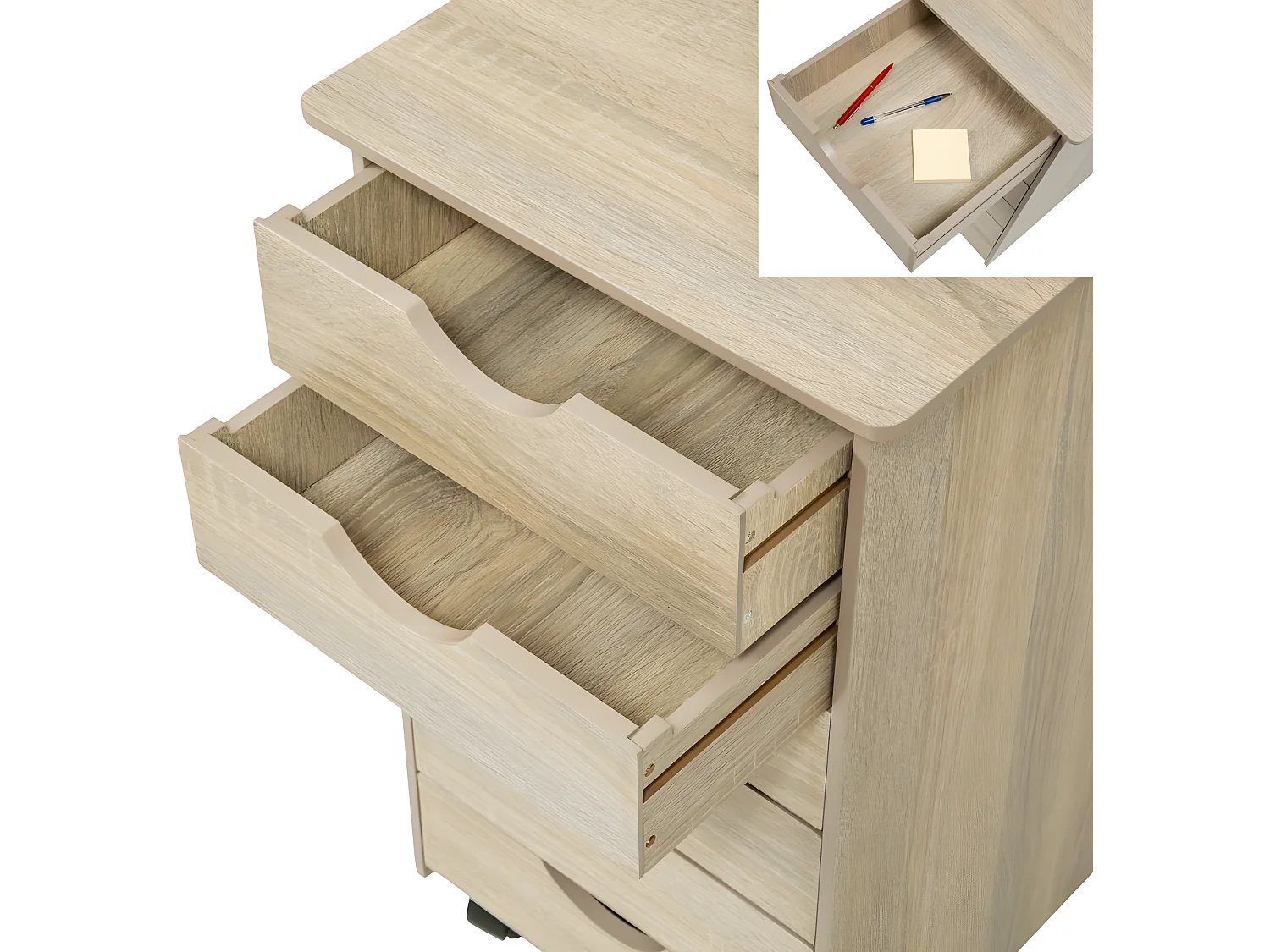 Cajonera con 6 cajones 65x36x40cm MDF color roble 0508103