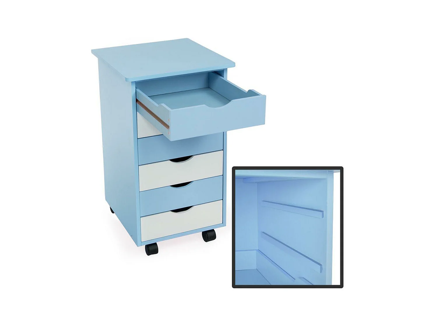 Mueble infantil de madera con pedestal para escritorio 66 cm azul y blanco 08_0000393