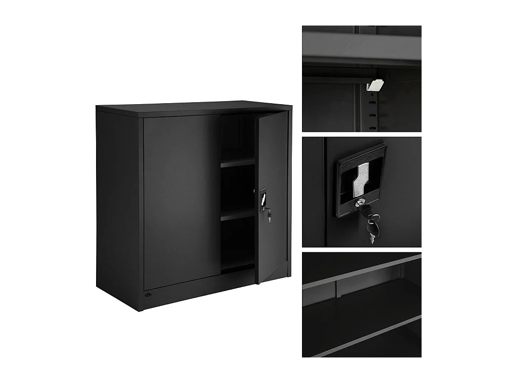 Armoire de bureau verrouillable noire 90 x 40 x 90 cm 08_0000380