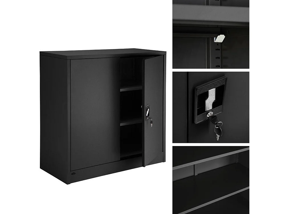Armoire de bureau verrouillable noire 90 x 40 x 90 cm 08_0000380