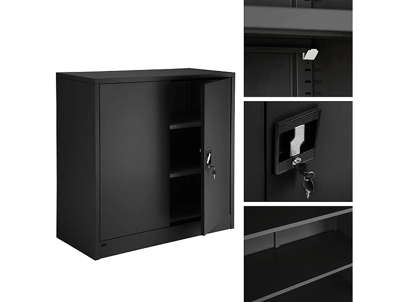 Armoire de bureau verrouillable noire 90 x 40 x 90 cm 08_0000380
