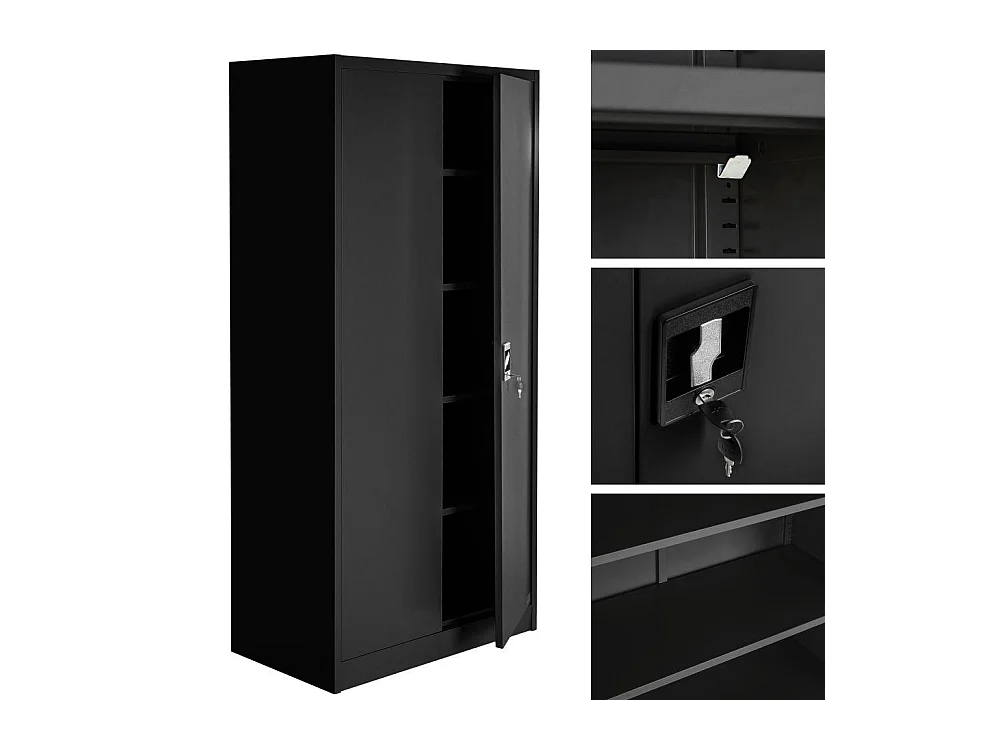 Armoire de bureau verrouillable noire 90 x 40 x 180 cm 08_0000384
