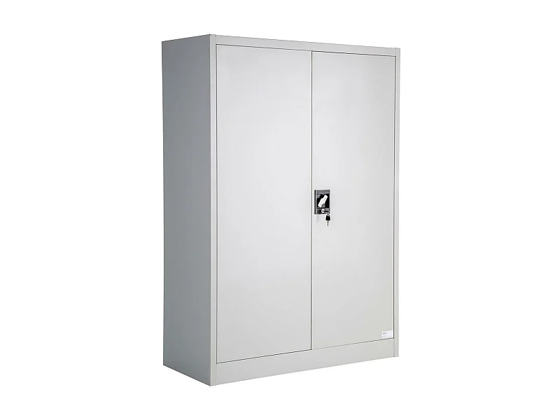Armario de oficina con cerradura y 3 estantes, mueble de 4 niveles, gris 08_0000381