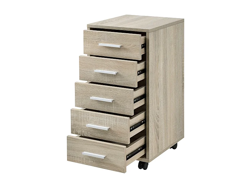 Pedestal móvil con 5 cajones en MDF 63 cm beige 03_0001246