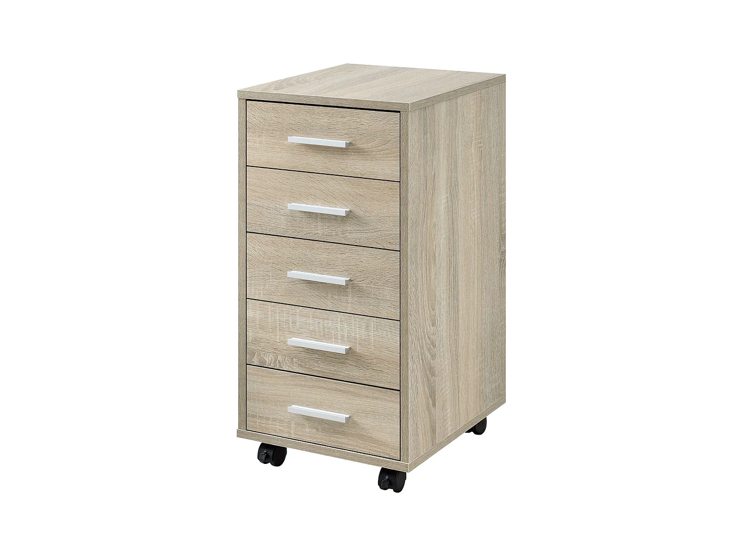 Pedestal móvil con 5 cajones en MDF 63 cm beige 03_0001246