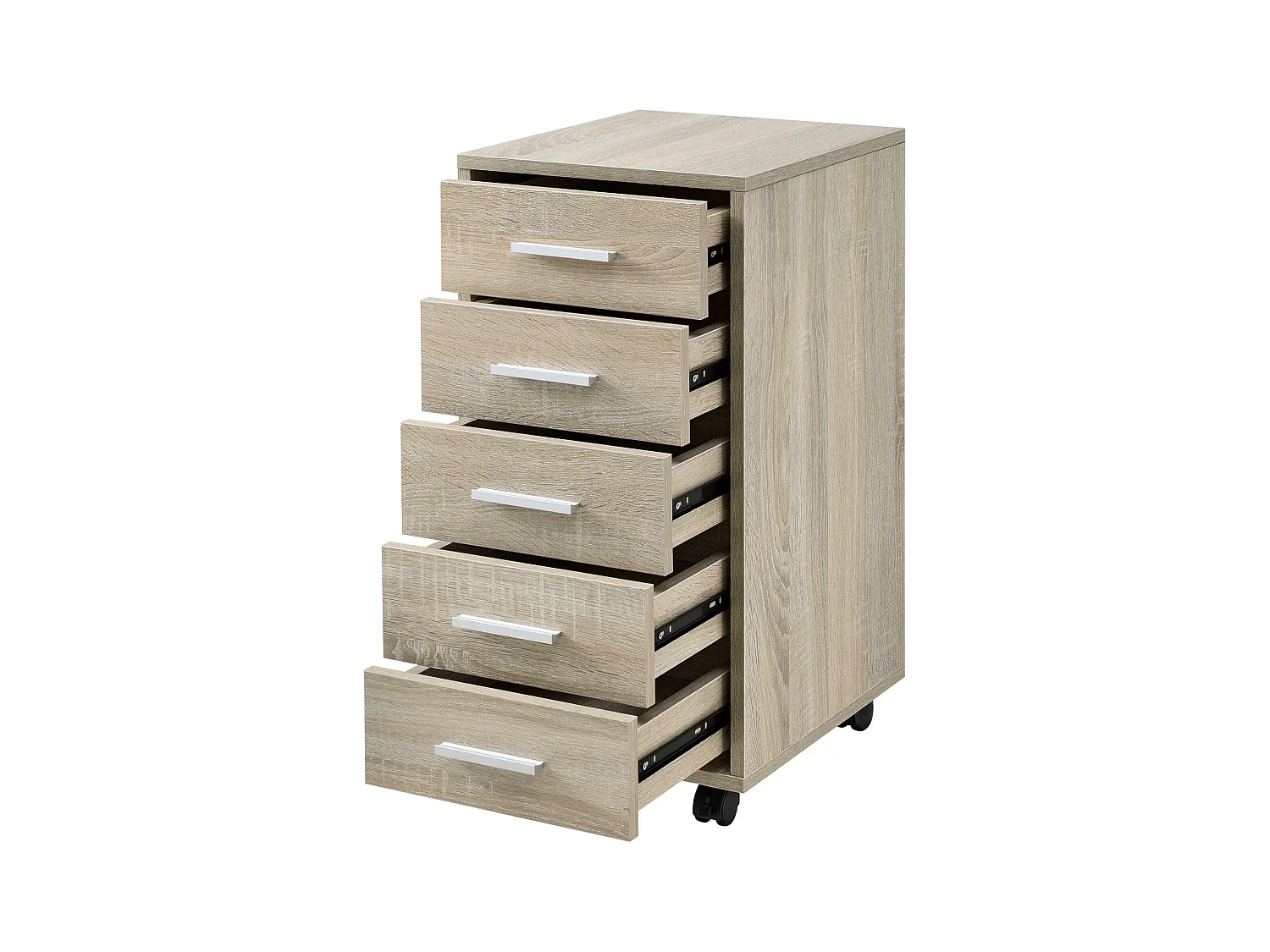 Caisson à roulettes mobile effet bois beige 33 x 38 x 63 cm 03_0001246