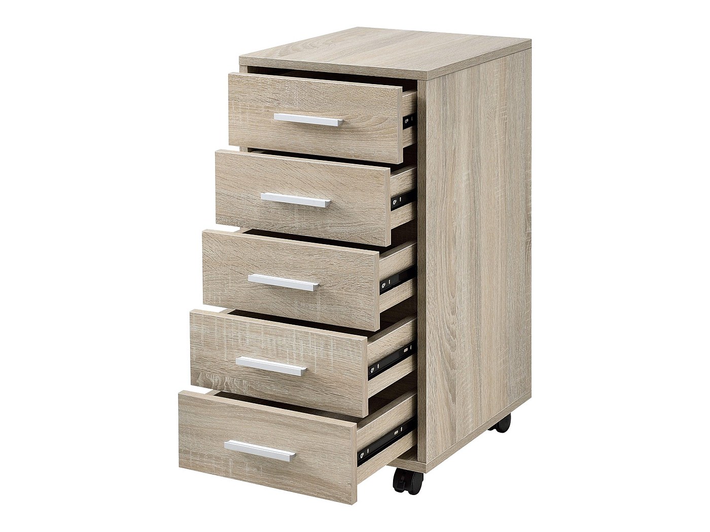 Mueble de almacenaje carro de oficina con ruedas y 5 cajones MDF 63 cm ...