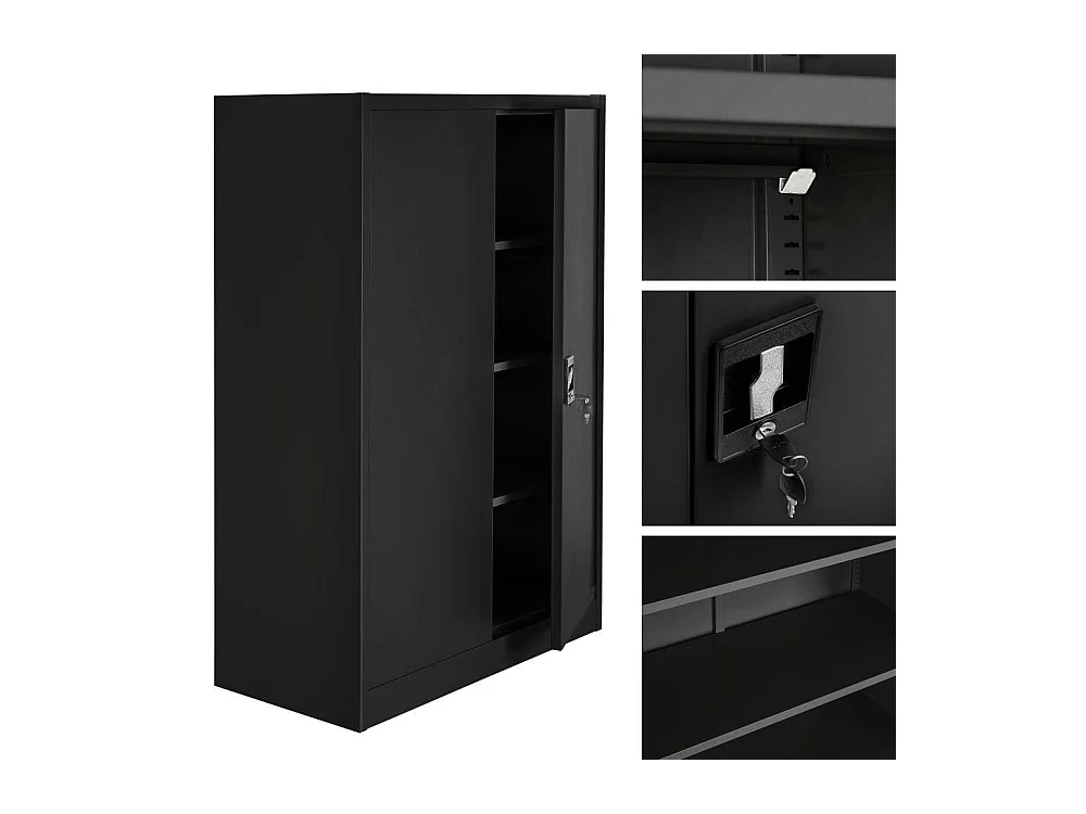 Armoire de bureau verrouillable noire 90 x 40 x 140 cm 08_0000382