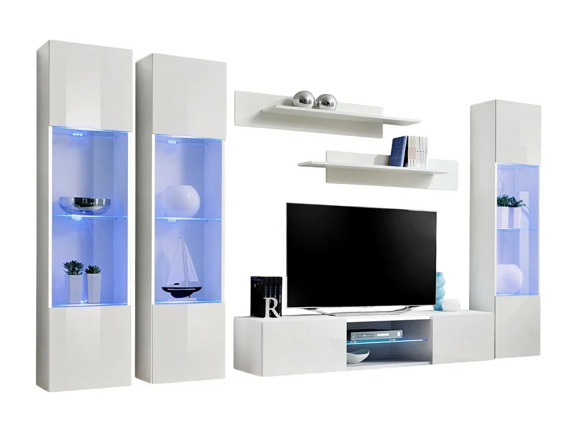 TV-meubelset FLY P3 met LED. Kleur wit. Zwevend design meubilair voor uw woonkamer.