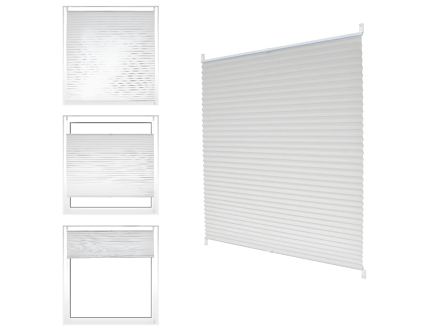 Stores Plissés 50 x 100 cm Blanc avec Klemmfix sans perçage pour fenêtre ECD Germany