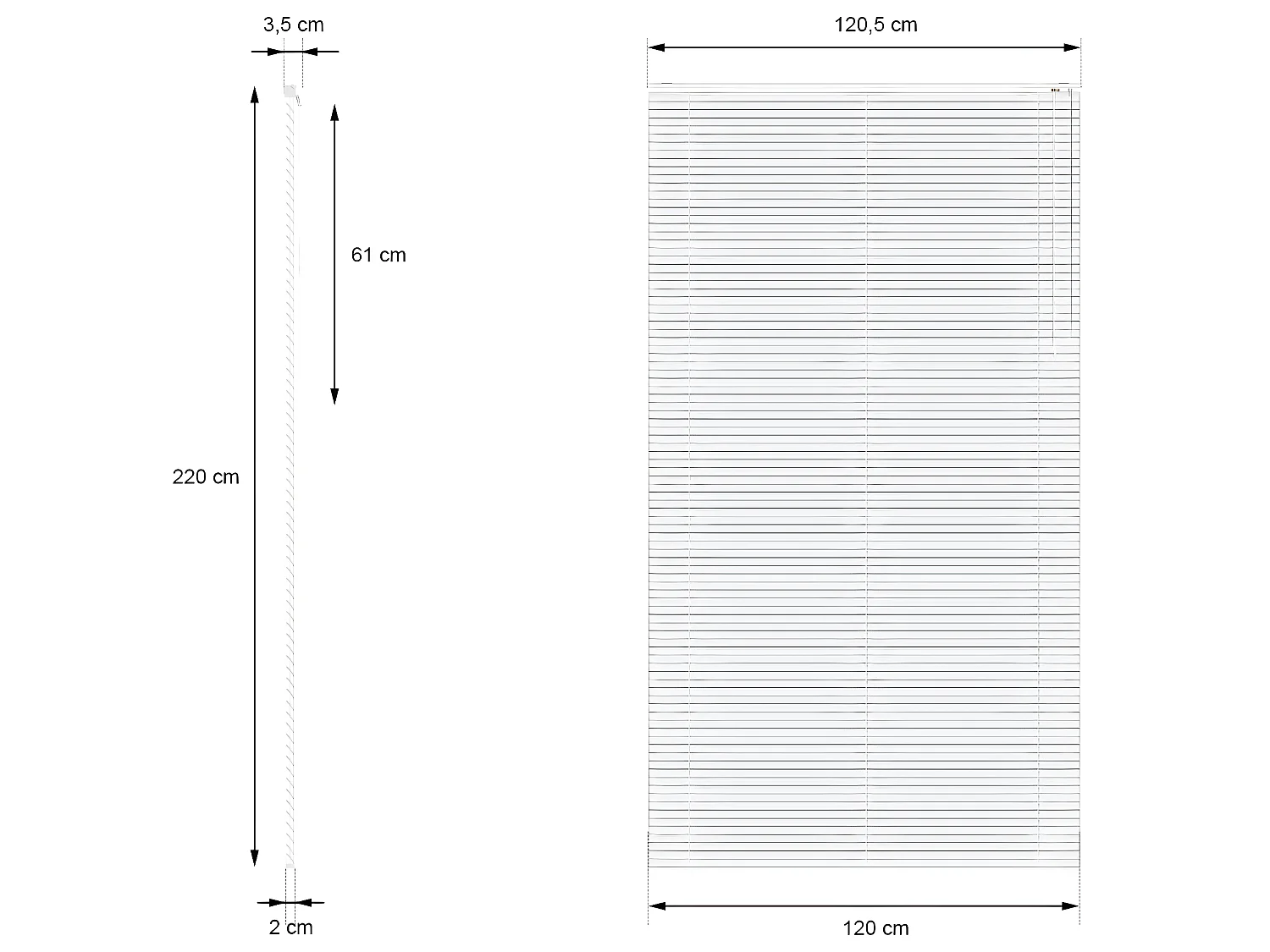 Tenda veneziana in alluminio 120 x 220 cm - Nero ECD Germany