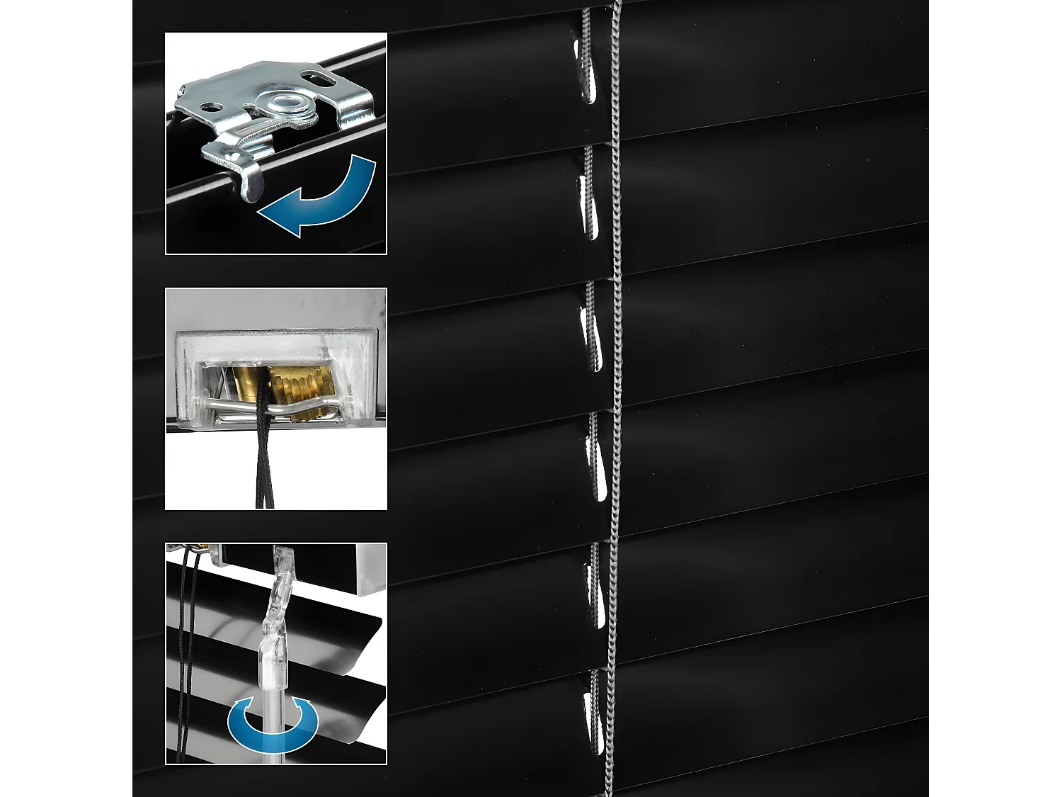 Tenda veneziana in alluminio 120 x 220 cm - Nero ECD Germany