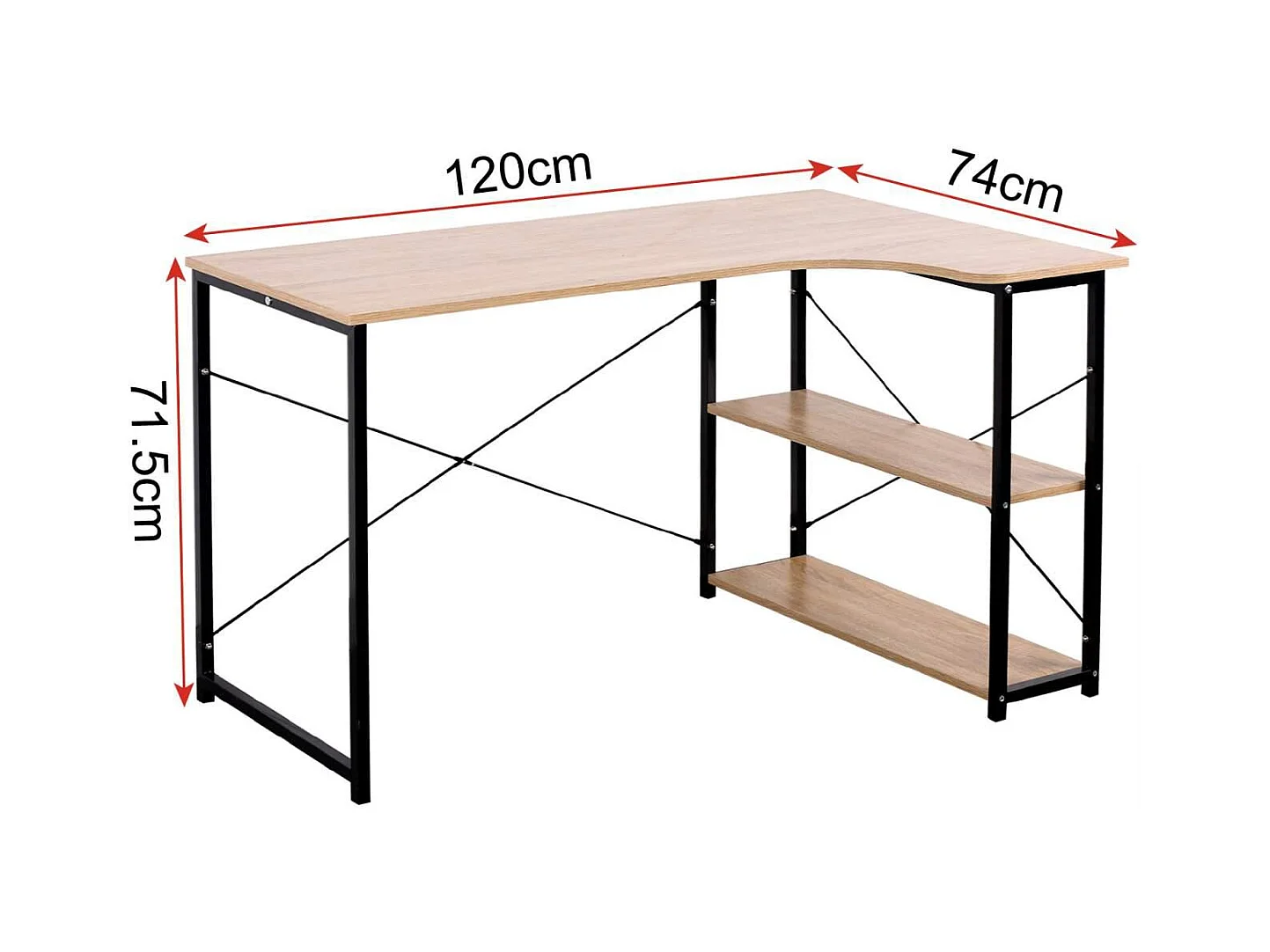 Scrivania per adulti spazioso tavolo da lavoro con due ripiani in MDF 120 cm beige 19_0000390