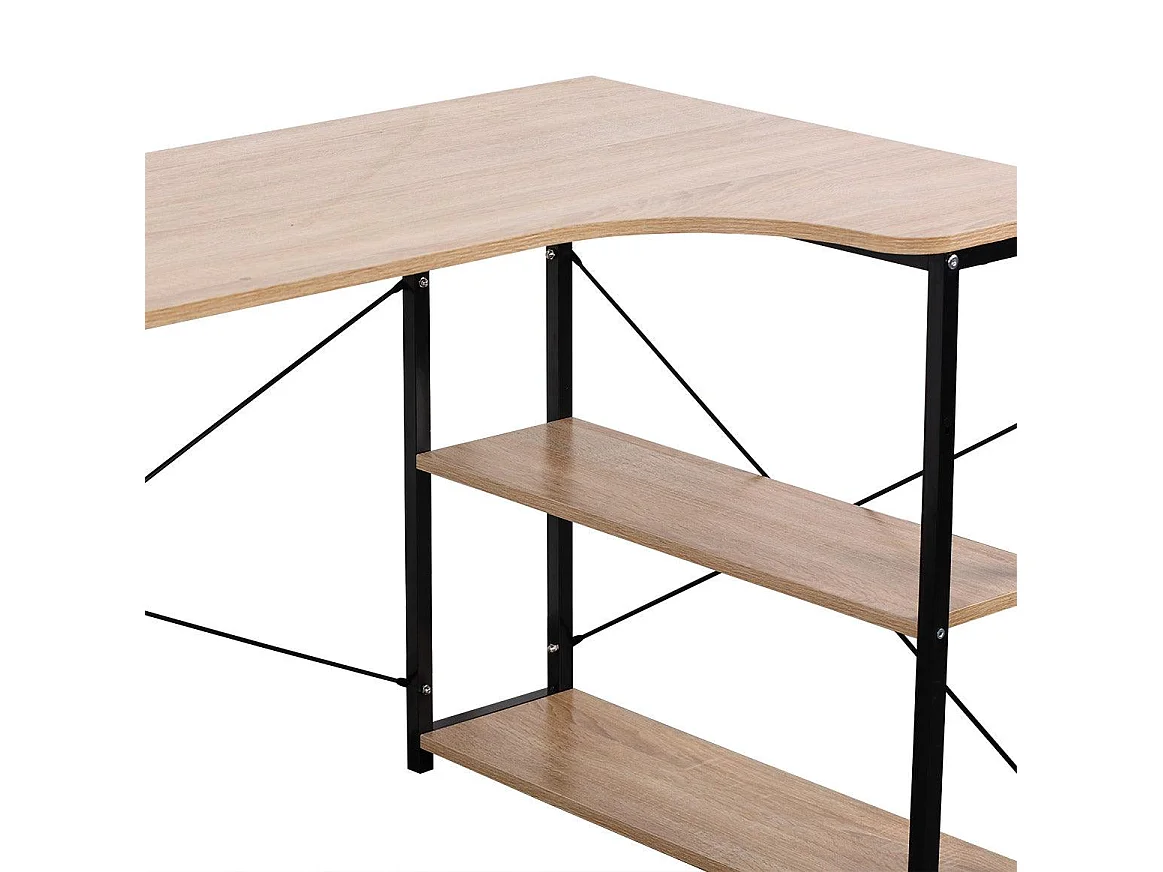 Escritorio para adultos amplia mesa de trabajo con dos estantes de MDF 120 cm beige 19_0000390