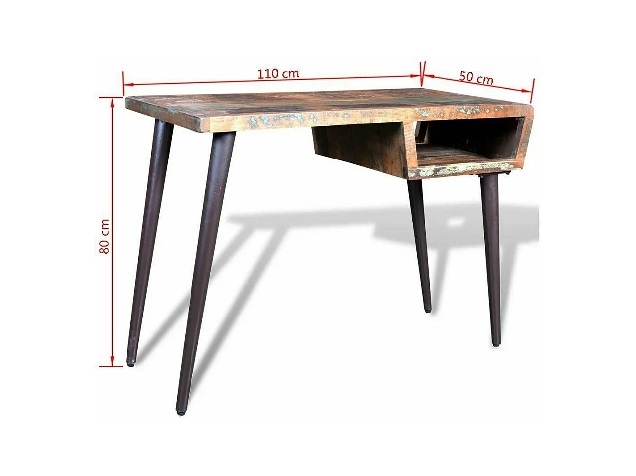 Bureau table meuble travail bois marron 110 x 50 x 80 cm 0502066