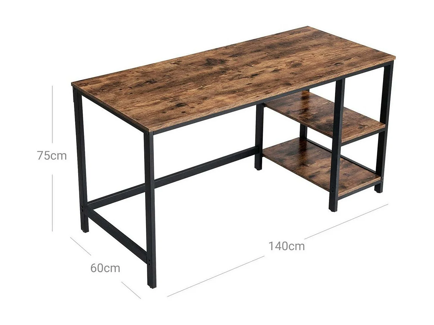 Bureau avec rangement table marron 140 x 60 x 75 cm 12_0001282