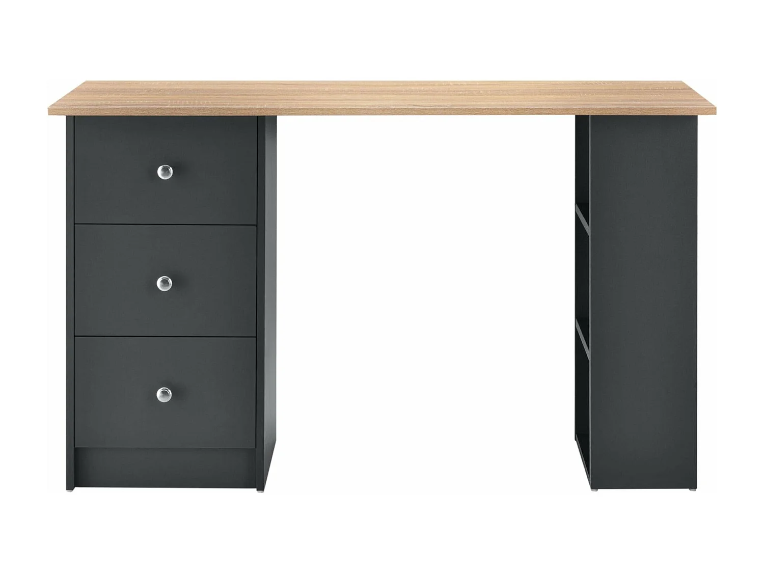 Escritorio secreter puesto de trabajo para ordenador con 3 cajones 120 cm gris oscuro y madera 03_0004712