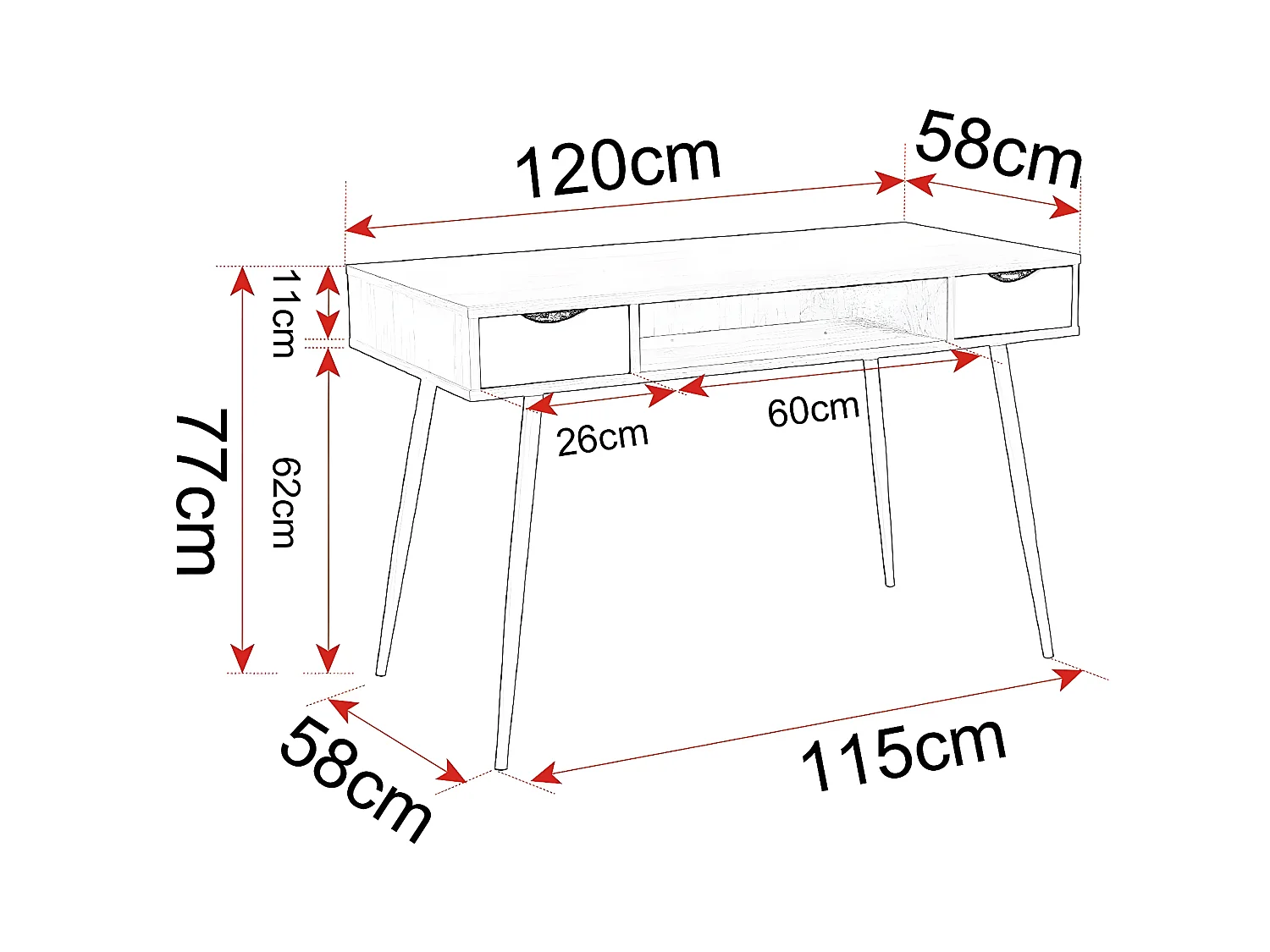 Mesa para computador com três opções de armazenamento 120 cm MDF cor carvalho 19_0000539