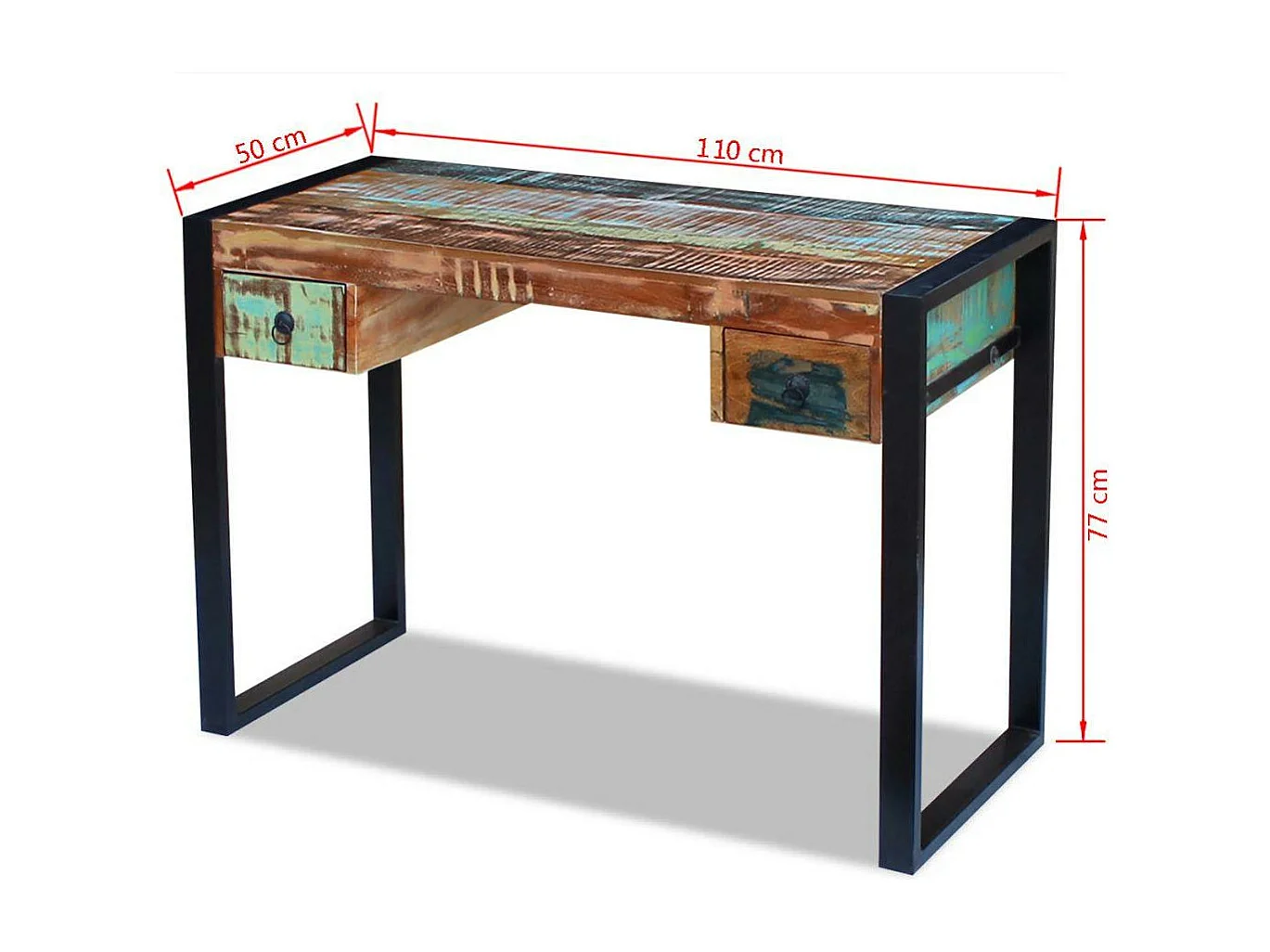 Bureau table meuble travail bois marron 110 x 50 x 77 cm 0502082
