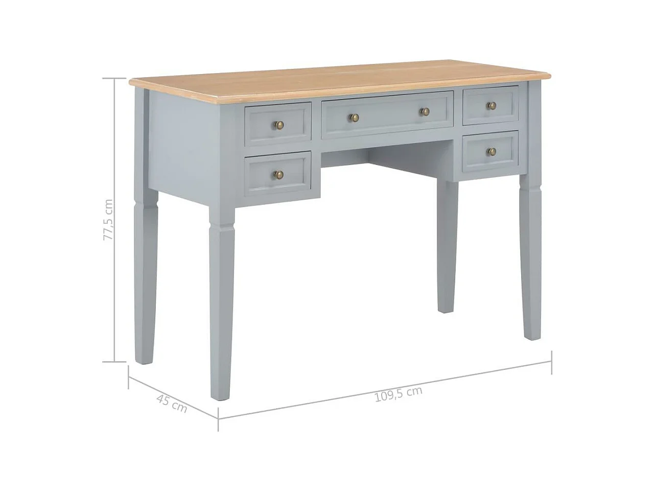 Bureau table meuble travail bois marron 109.5 x 45 x 77.5 cm 0502121