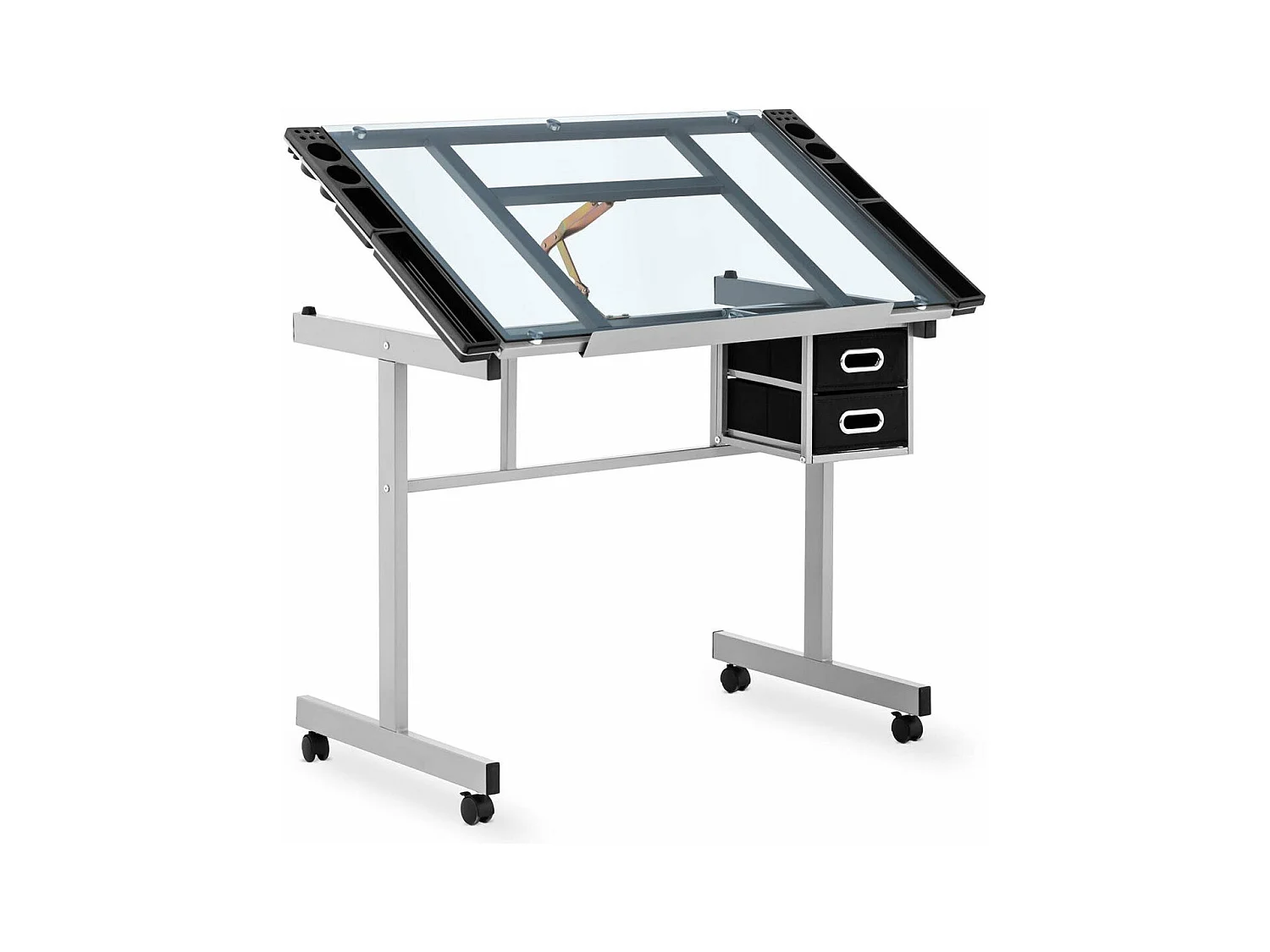 Tavolo da disegno, scrivania inclinabile e regolabile in altezza 104 x 60 x 90 cm piano in vetro 14_0003607