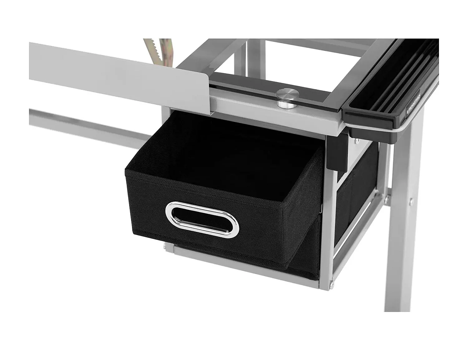 Mesa de dibujo, escritorio inclinable y regulable en altura 104 x 60 x 90 cm tapa de cristal 14_0003607