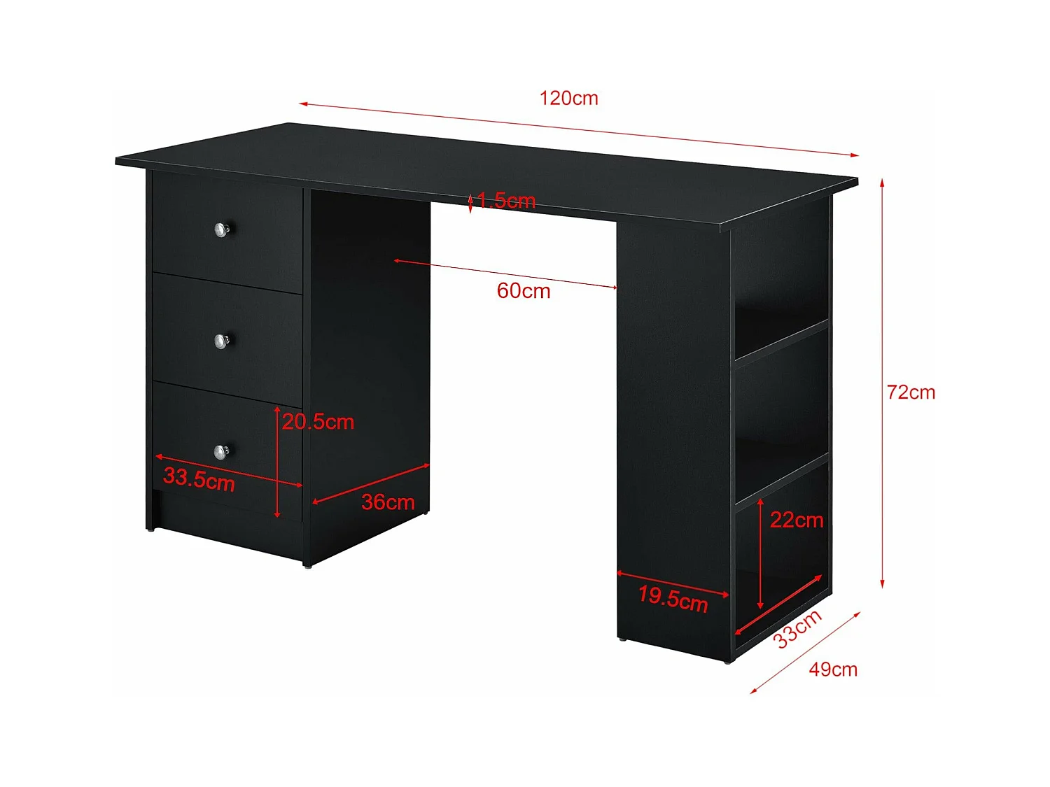 Bureau table poste de bois marron 120 x 49 x 72 cm 03_0004713