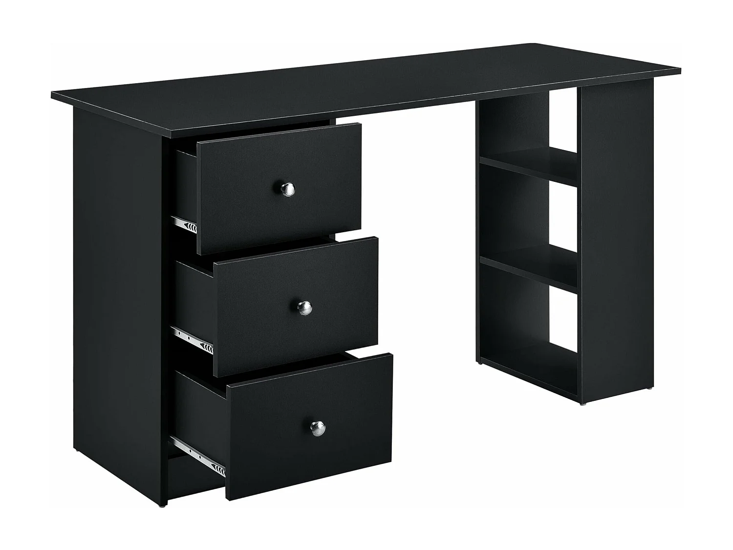 Mesa mesa estação de trabalho para computador com 3 gavetas madeira melamina 120 cm preto 03_0004713