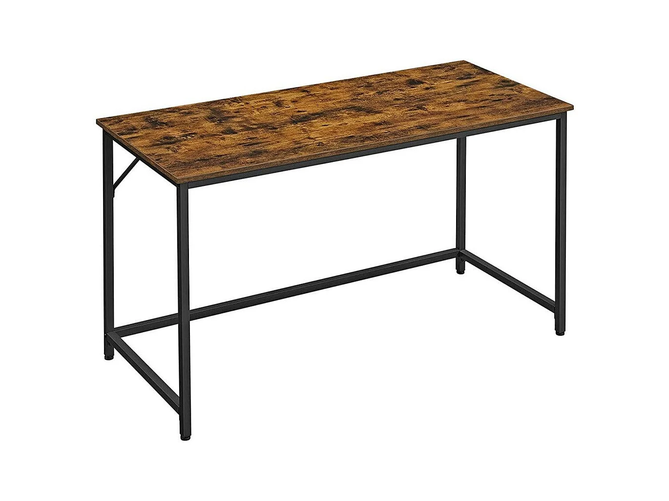 Mesa escritorio puesto de trabajo 140 cm para oficina salón dormitorio montaje sencillo metal estilo industrial rústico marrón y negro 12_0001306