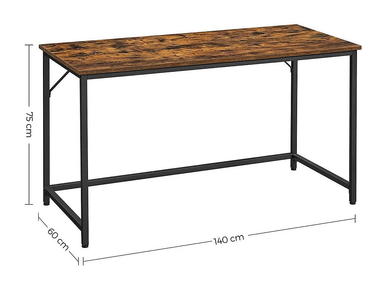 Estação de trabalho mesa 140 cm para escritório sala quarto montagem simples metal estilo industrial rústico marrom e preto 12_0001306