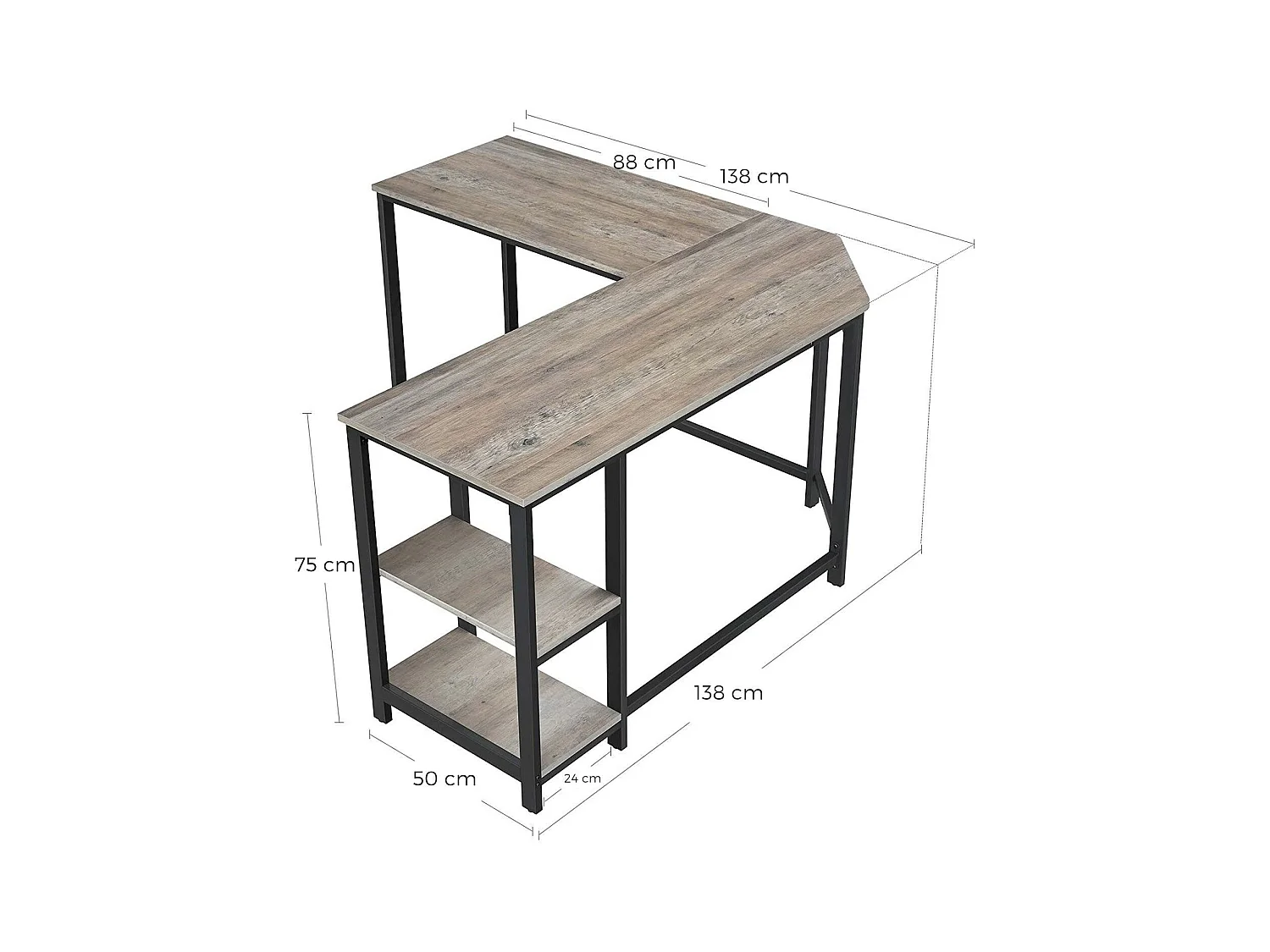 Bureau d’angle table informatique noire 138 x 138 x 75 cm 12_0001335