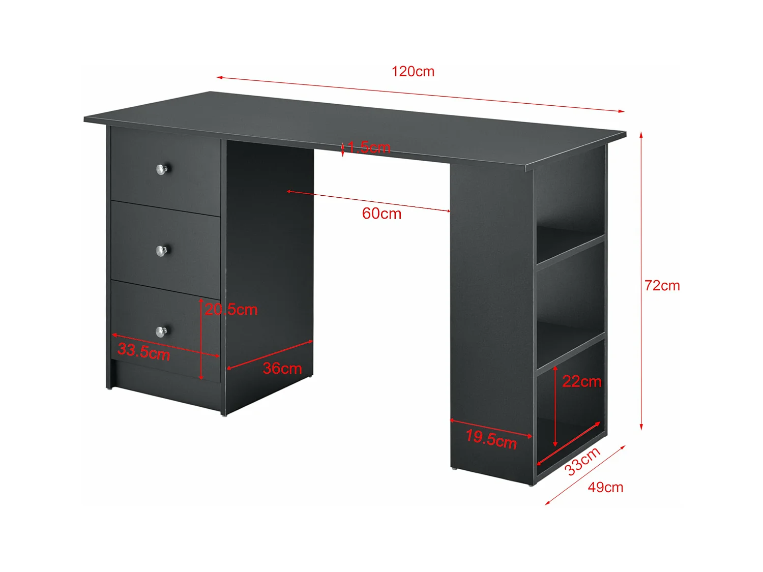 Table de bureau secrétaire grise 120 x 49 x 72 cm 03_0004711
