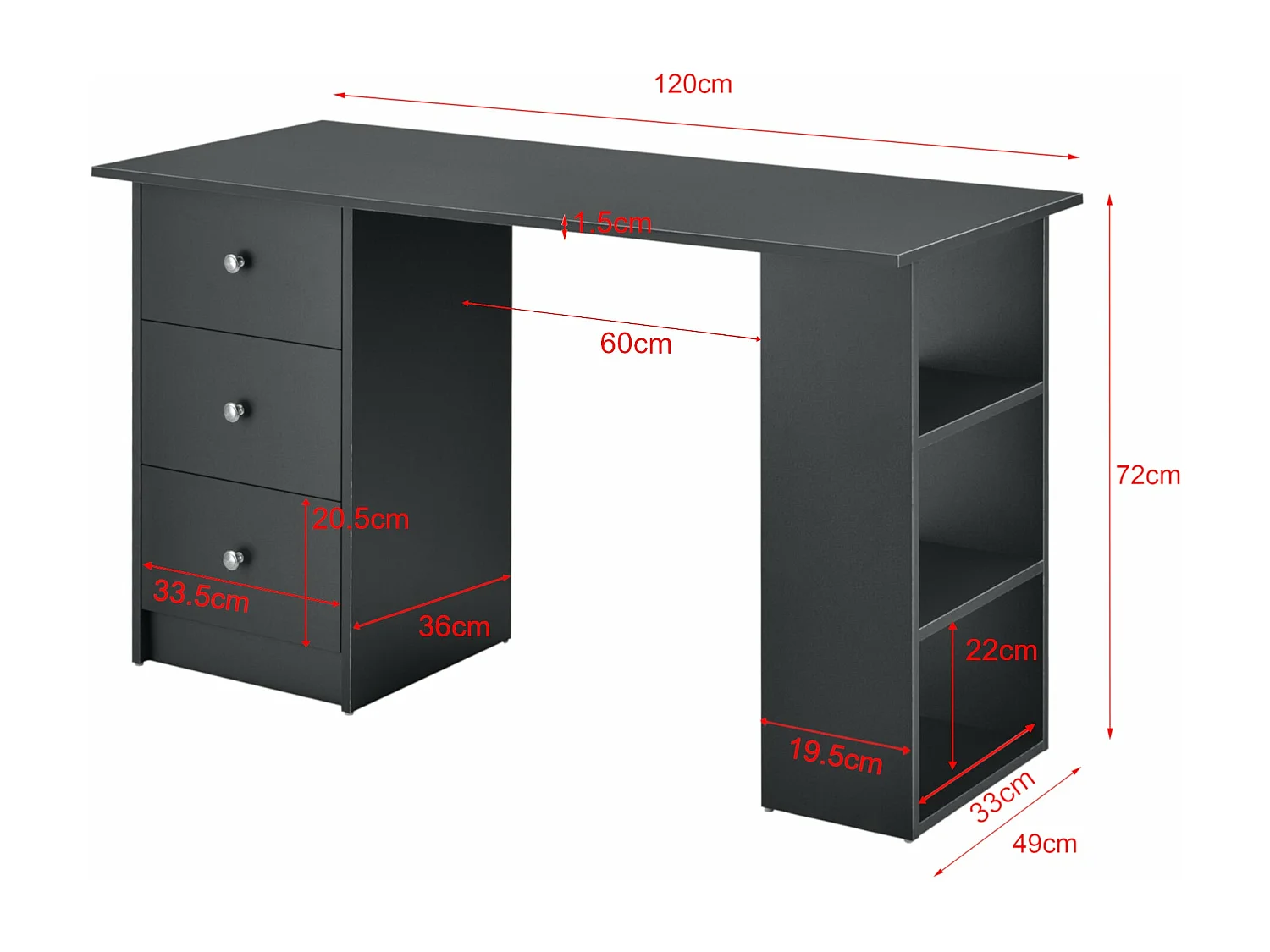 Table de bureau secrétaire grise 120 x 49 x 72 cm 03_0004711