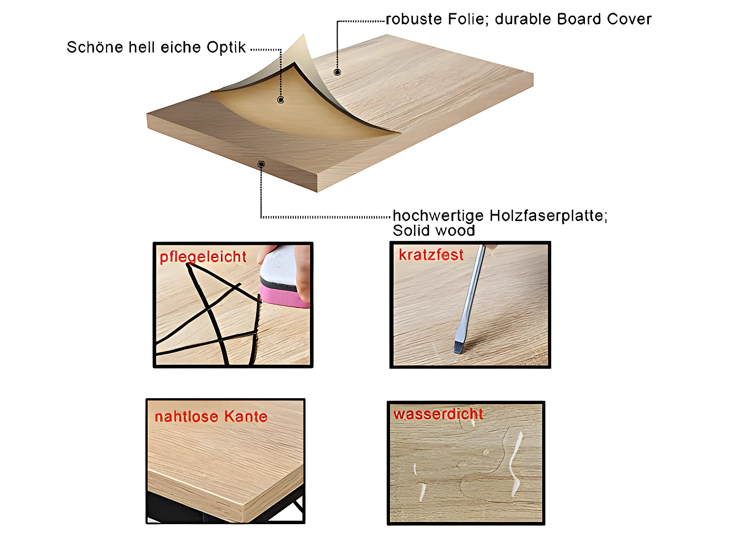 Grande table de bureau beige 80 x 60 x 70 cm 19_0000573