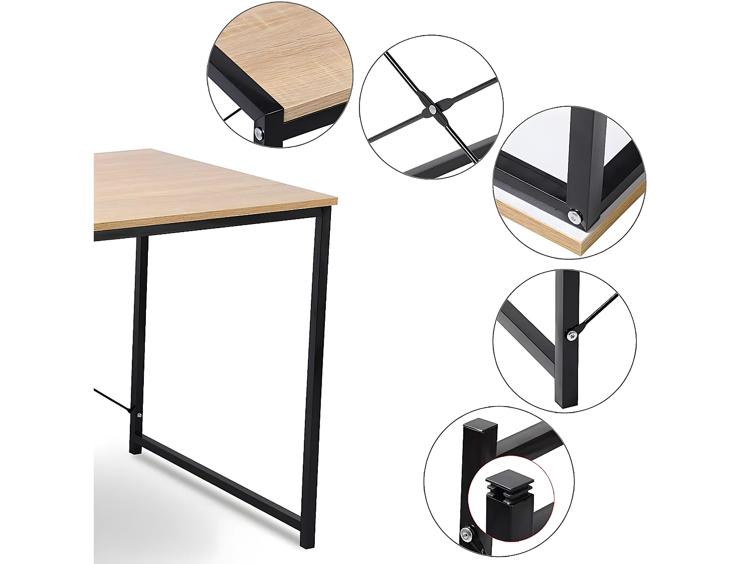 Grande table de bureau beige 80 x 60 x 70 cm 19_0000573